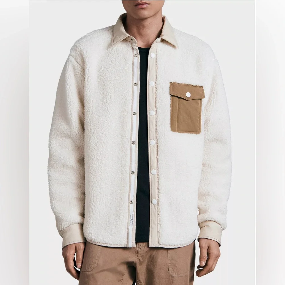 Rag & Bone Waffle Backed Fleece Shirt Jacket